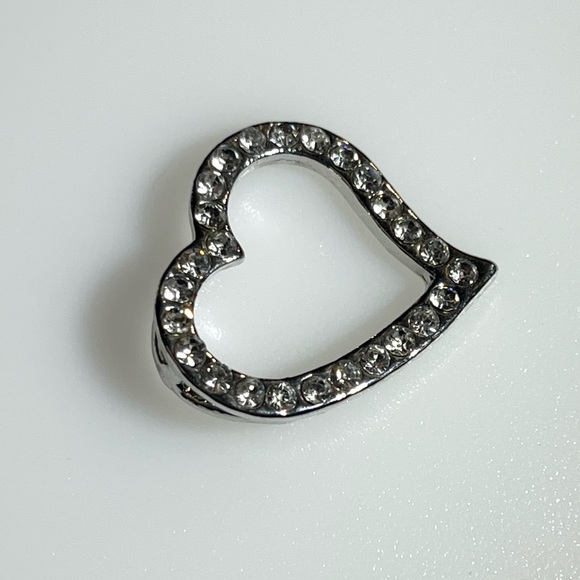 Silvertone Rhinestone Heart Pendant - Picture 3 of 15